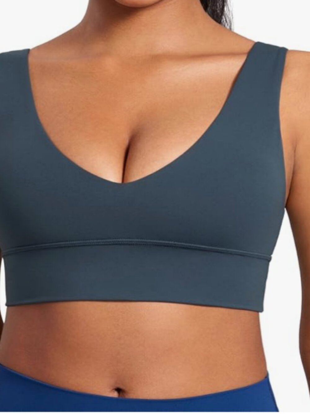 CRZ YOGA Butterluxe Womens V-Neck Sports Bra; NWT; Color: Stelindigo Blue